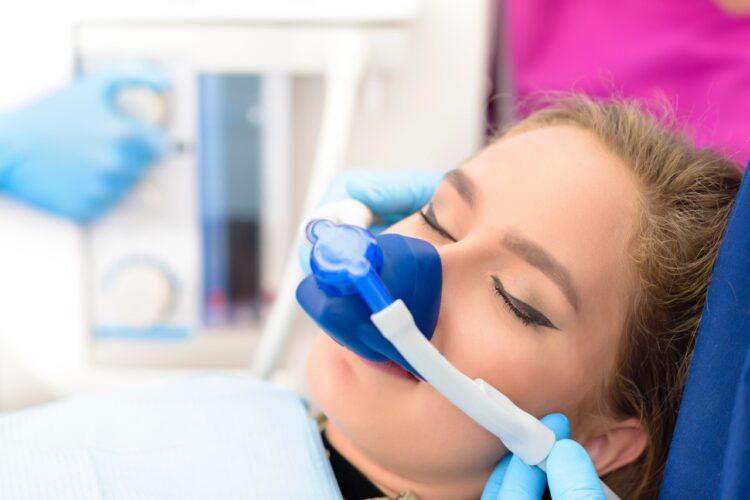 young girl gets sedated with gas at dentist
